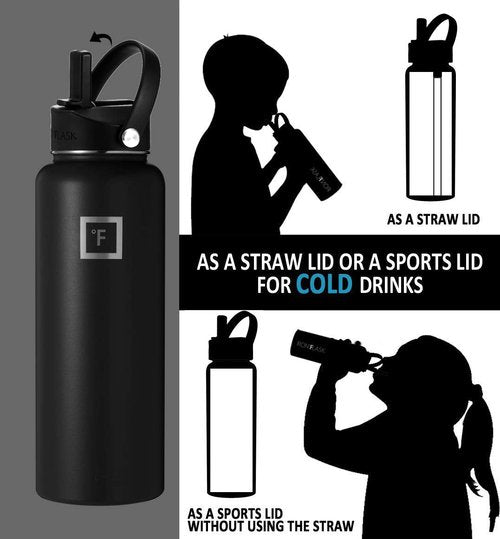 IRON °FLASK Flex Straw Lid for Wide Mouth Hydro Insulated Sports Modern Water Bottles, Simple BPA Free