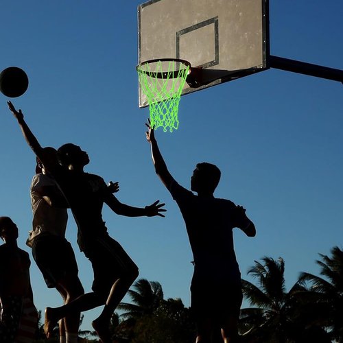 Nightlight Basketball Net - Portable Luminous Nylon Basketball Net for All Weather | 12 Loops