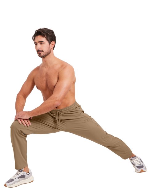 VEOBIKE Men's Track Pants Open Bottom Lightweight Stretch Gym Running Exercise Sweat Pants 28” Drawcord Training Fitness Sports Pants Deep Khaki