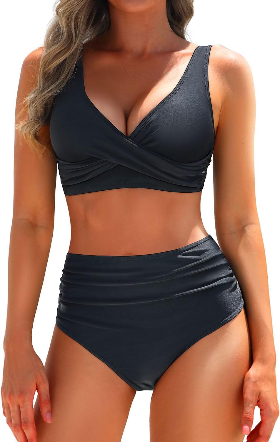 Yonique Women's High Waisted Bikini Set - Tummy Control & Full Coverage Swimsuit