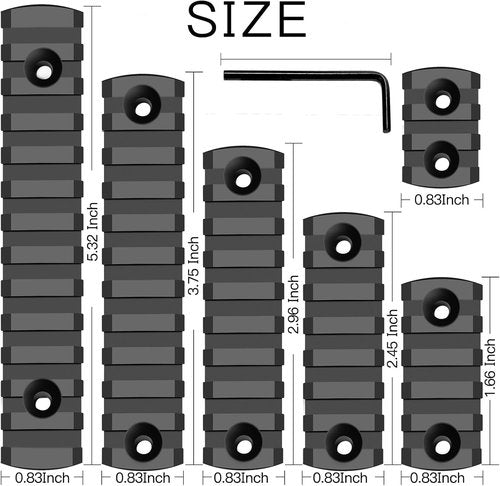 Bontok Picatinny Polymer Accessory Rail Set - 3 to 13 Slots with T-Nuts & Screws, Rounded Corners