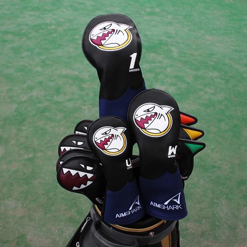 AIMSHARK Mark Golf Head Covers/Driver Cover/Fairway Wood Cover/Utility Cover (Mark Driver Cover White)