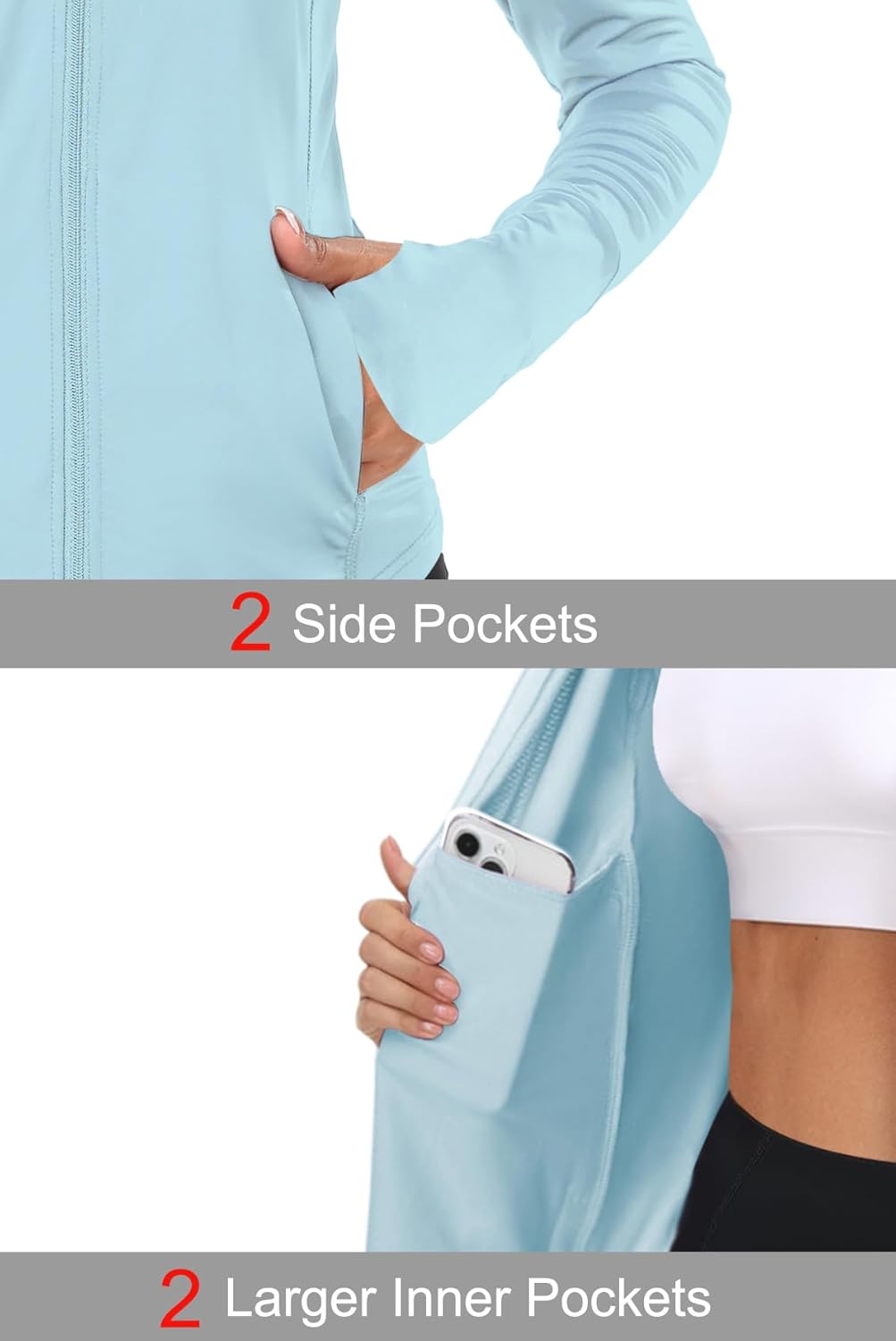 Skiennix Women's UPF 50+ Zip-Up Hoodie - Lightweight UV Protection Athletic Jacket | Long Sleeve