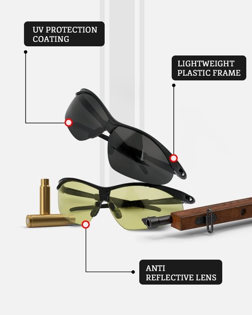 Aqulius Shooting Glasses - 3-Pack Eye Protection for Tactical Shooting Range | Durable & Comfortable