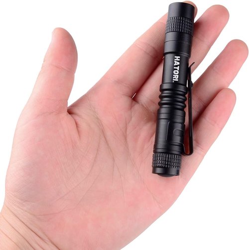 HATORI LED Mini Flashlight, Bright Small Handheld Pocket Flashlights Tactical High Lumens Pen Light for Camping, Outdoor, Emergency, 1 Pack(3.55Inch)