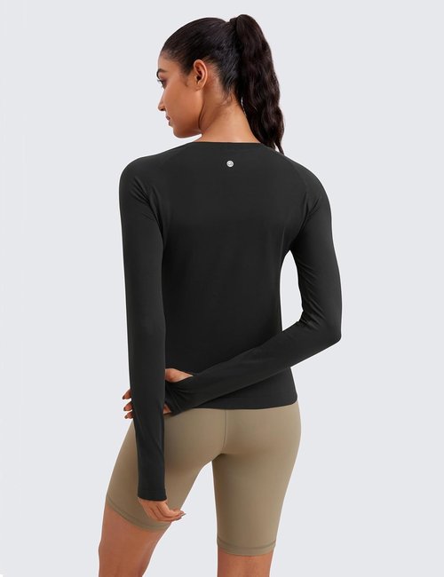 CRZ YOGA Seamless Long Sleeve Shirt for Women - Breathable Workout Top in Waist Length