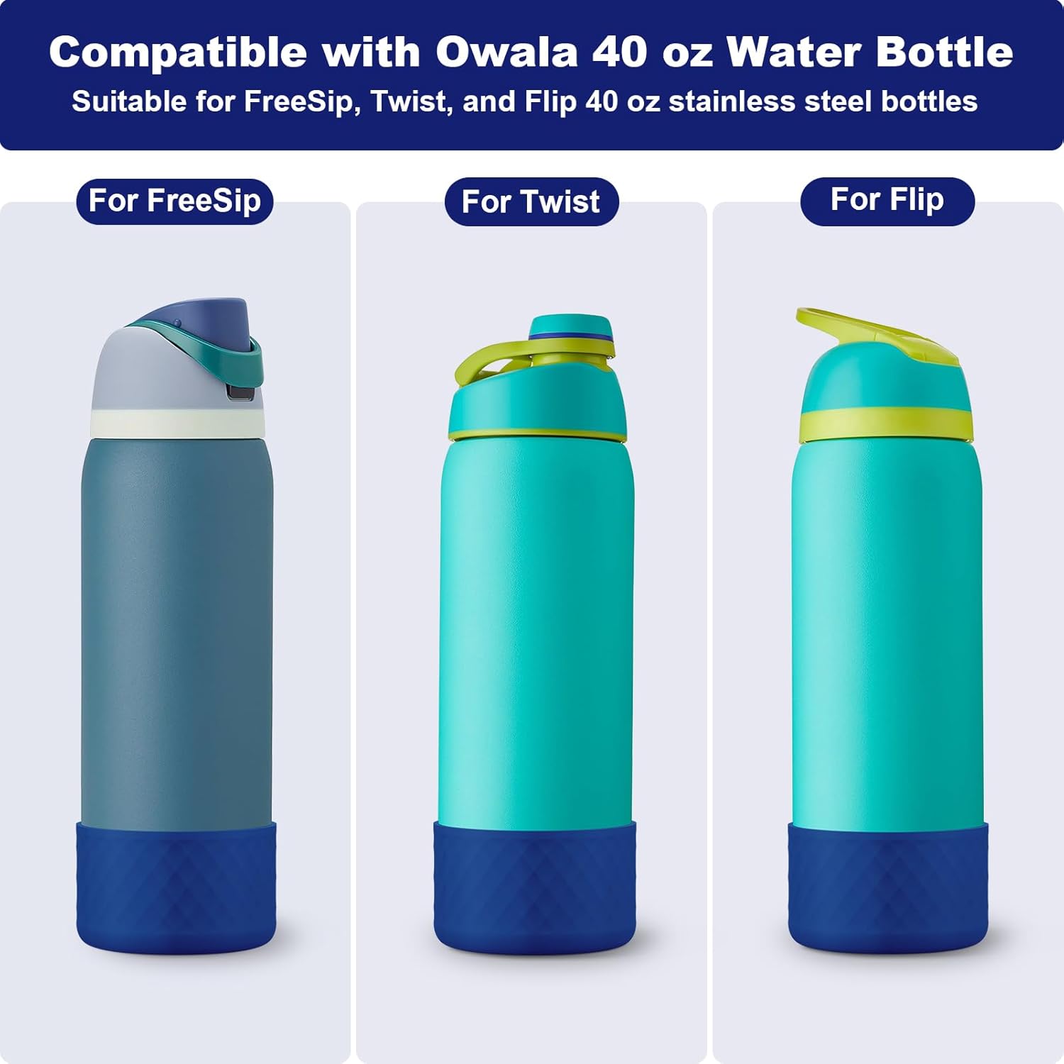Owala Silicone Water Bottle Boot - Anti-Slip Protective Sleeve for 24oz, 32oz, 40oz Bottles