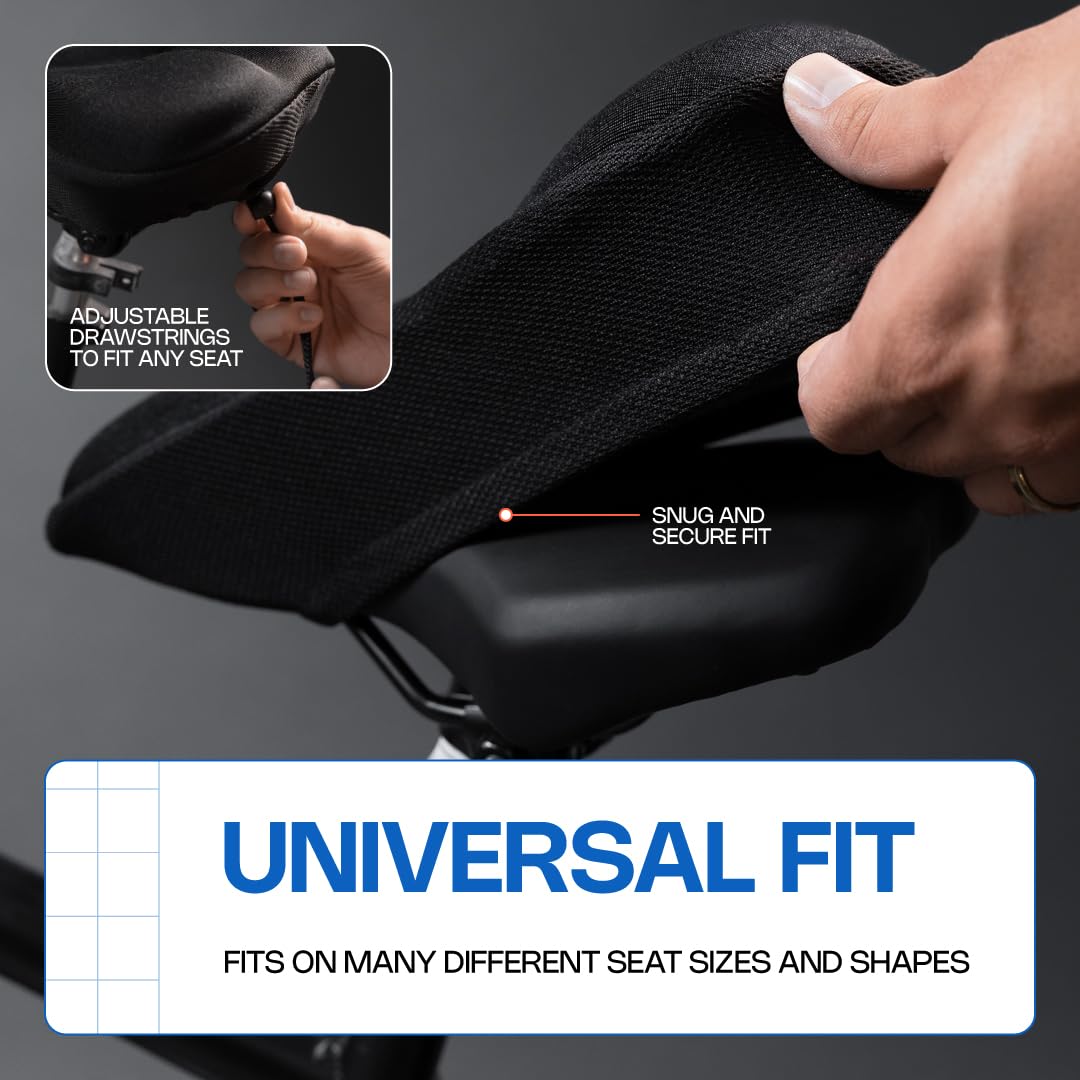 Revas Bike Seat Cushion Padded Shock-Absorbing Bicycle Seat Cover for Comfortable Long Rides | Universal Bike Seat Padding for Road, Mountain & Commuter Bikes