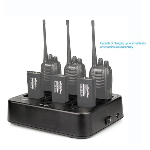 Retevis H-777 H-777H Six-Way Charger Compatible with Retevis H-777 H-777H H777D Baofeng BF-888S BF-88ST (Not for H-777S) Two Way Radio and Battery, Multi Unit Walkie Talkie Charger (1 Pack)