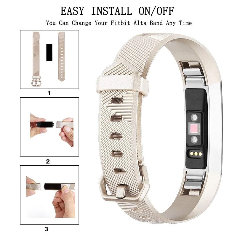 Tobfit Pack 2 Sport Bands for Fitbit Alta/Alta HR/Ace – Rose Gold & Champagne Gold Small