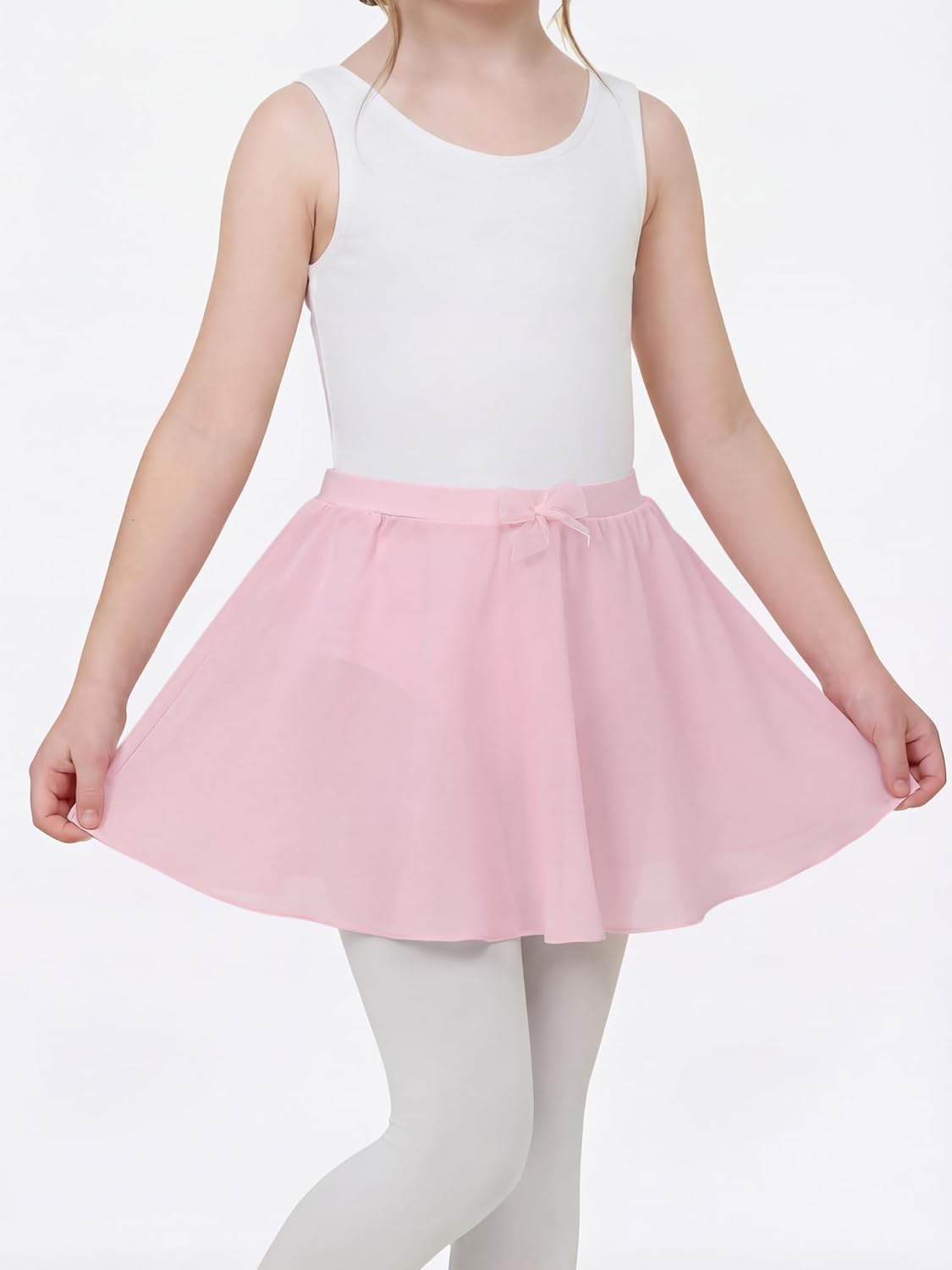 Stelle Girls Ballet Skirt - Chiffon Dance Skirt with Mesh Bowknot | Elastic Waist Pull-On Design
