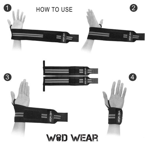 WOD Wear Elastic Wrist Wraps for Powerlifting, Strength Training, Bodybuilding, Cross Training, Olympic Weightlifting, Yoga Support - One Size Fits All (Diamond)