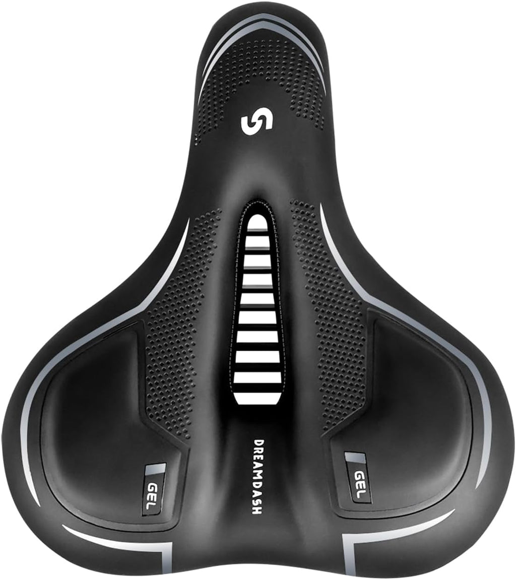 Skiennix Bicycle Saddle - Waterproof PU Design | Shock-Absorbing Memory Foam & Silicone Gel | 25 x 21 cm