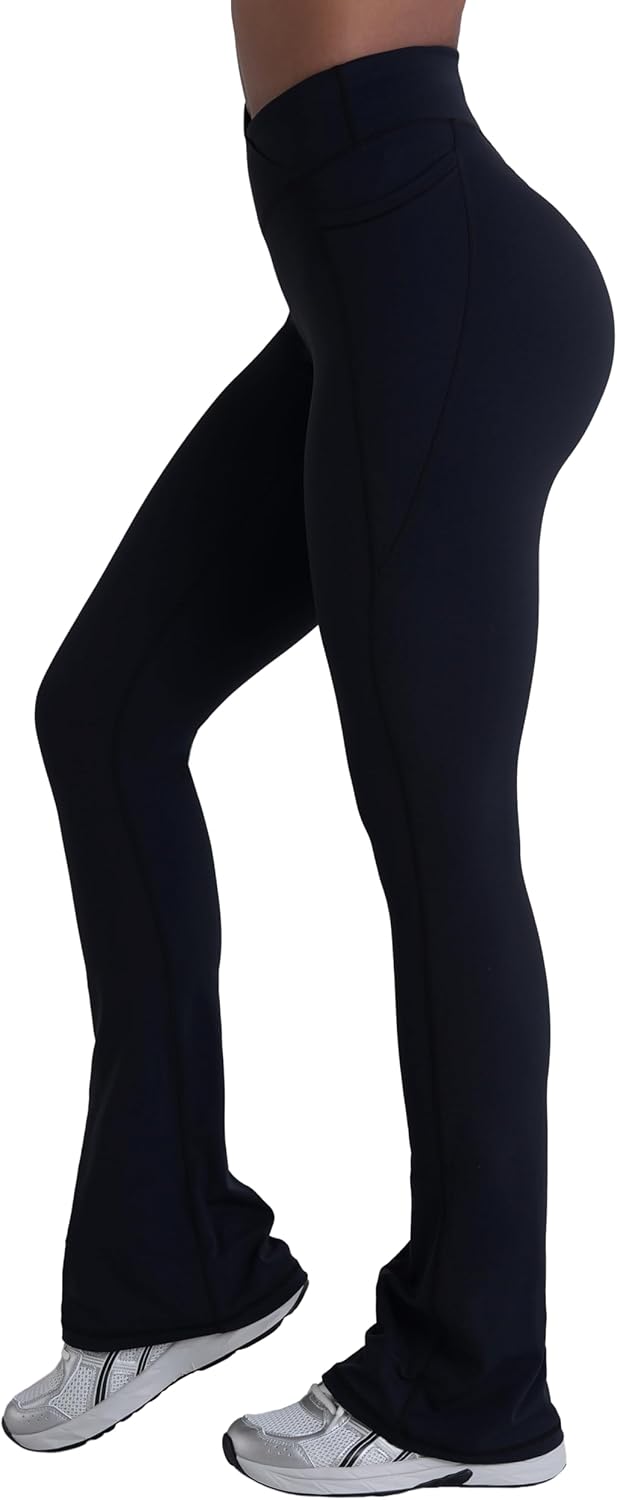 Sunzel Hidden Butt Lifting Leggings - Tummy Control Flare Pants with Pockets for Women | Mini Flared Design