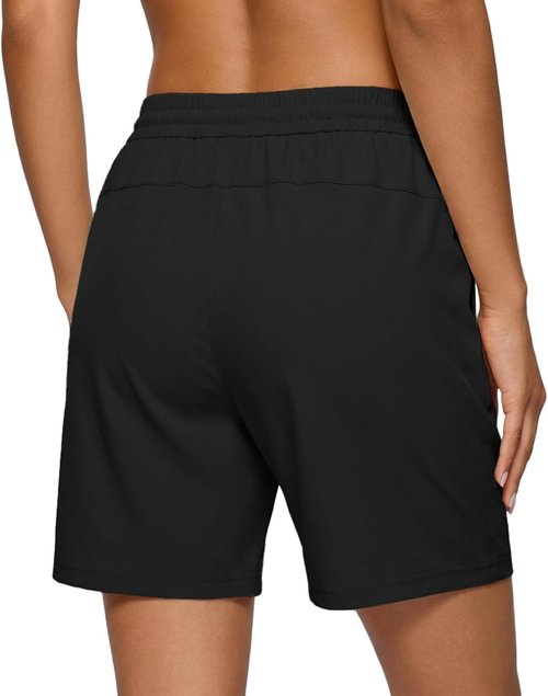 IWOLLENCE Women's 7" Hiking Shorts - Lightweight Quick-Dry Athletic Shorts with 2 Zipper Pockets