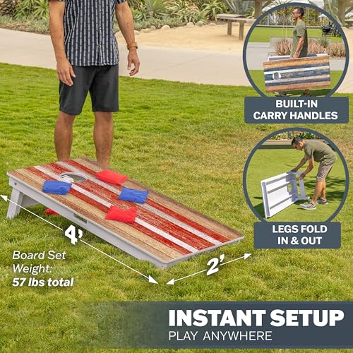 Rustic Cornhole Board Set 4x2 ft - Ultra Durable, All-Weather Regulation Size