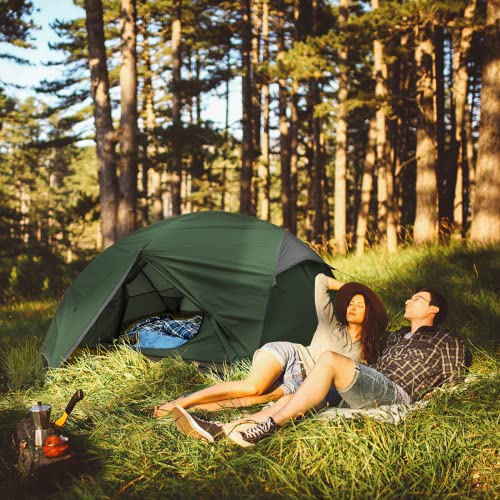 Bessport 3 Person Green Camping Tent - Lightweight Waterproof Backpacking Shelter for 3-4 Seasons