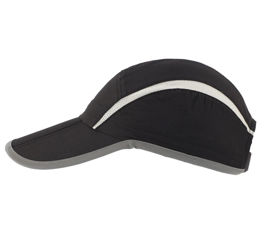 Connectyle Foldable Mesh Sun Cap Outdoor Sports Hat Breathable Sun Runner Cap with Reflective Trim Black