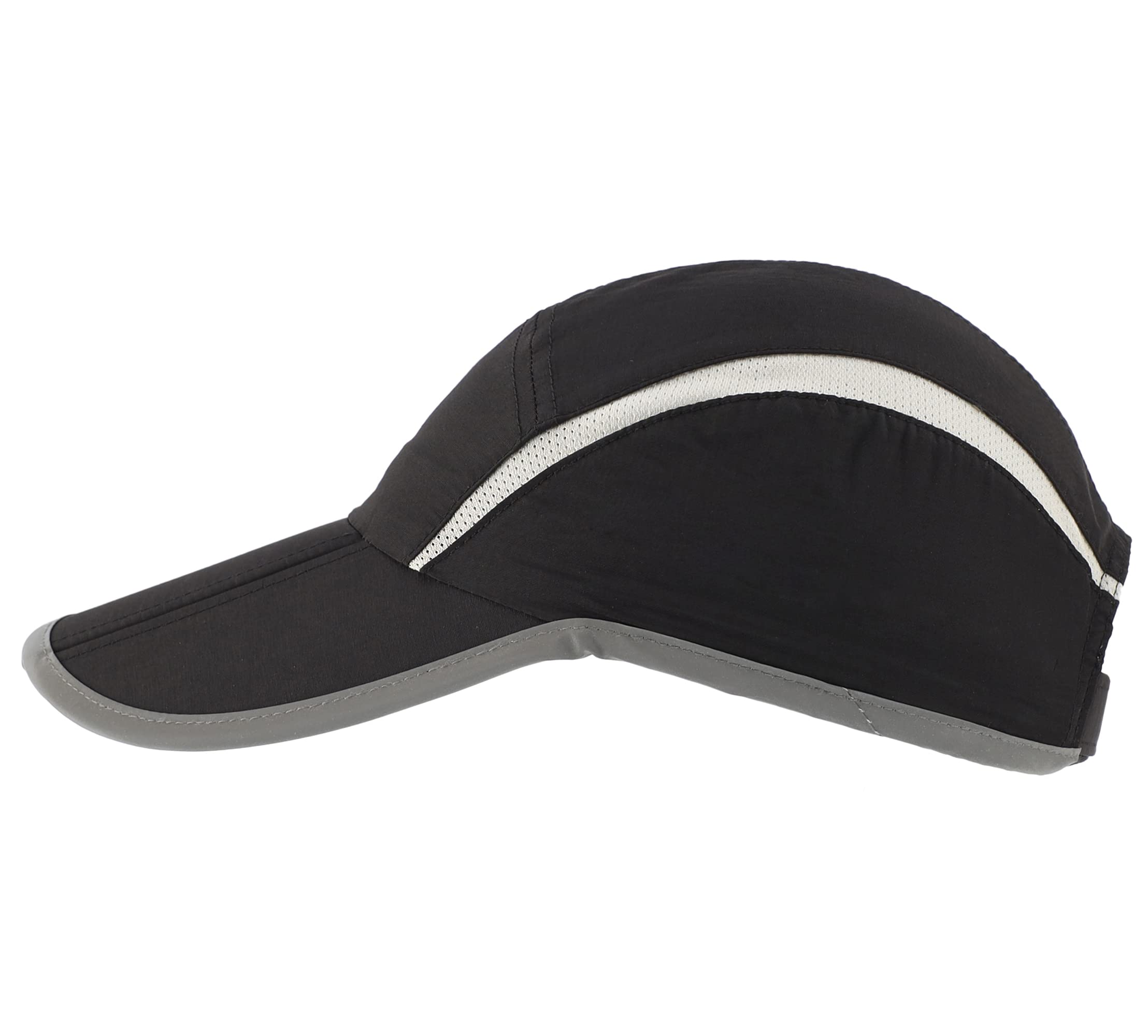 Connectyle Foldable Mesh Sun Cap Outdoor Sports Hat Breathable Sun Runner Cap with Reflective Trim Black
