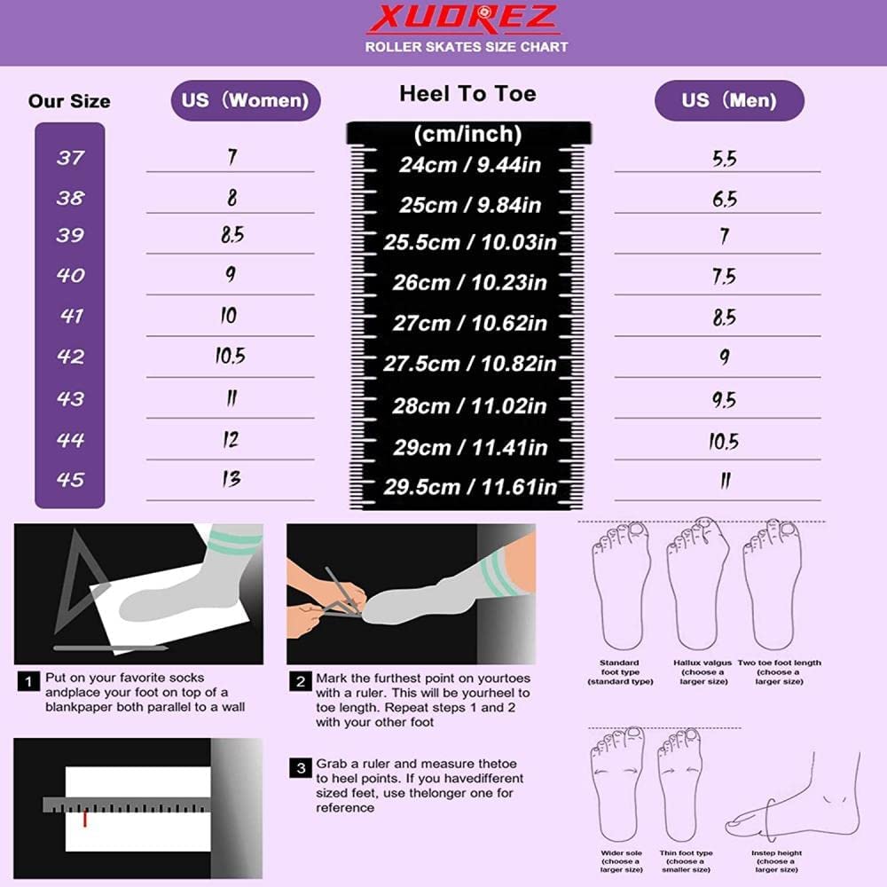 XUDREZ Roller Skates for Women Men Shiny Double Row Four Wheels Roller Skates Womens Roller Skates with Shoes Bag