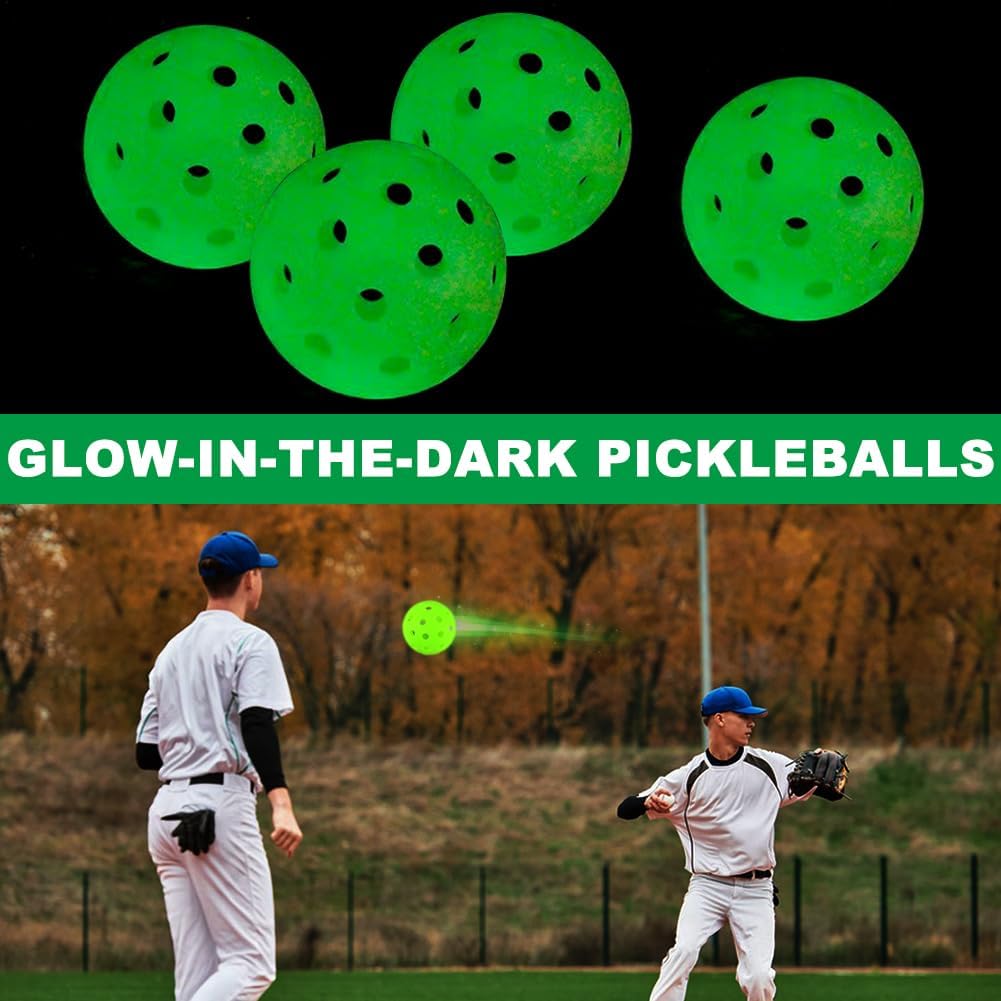 Skiennix Glow-In-The-Dark Baseball Home Plate Set - 5 Pieces with Carrying Bag & 4 Pickleballs