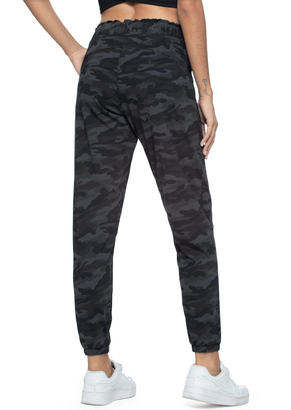 Haowind Joggers for Women with Pockets Elastic Waist Workout Sport Gym Pants Comfy Lounge Yoga Running Pants(Black Ash Camo XS)