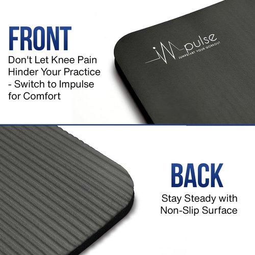 Impulse Yoga Knee Pads Cushion, Thick 1" (25mm) Workout Mat Provides Cushion for Kneeling & Elbows, Non-Slip & Portable Exercise Kneeling Pad for Yoga, Elbow, Wrist Pain, Planks, Pushups & Floor Exercises
