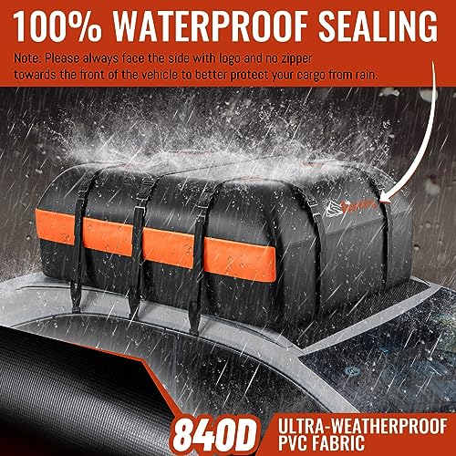 20 Cu Ft Waterproof Car Roof Cargo Bag with Racks & Locks – Heavy Duty Vehicle Luggage Carrier