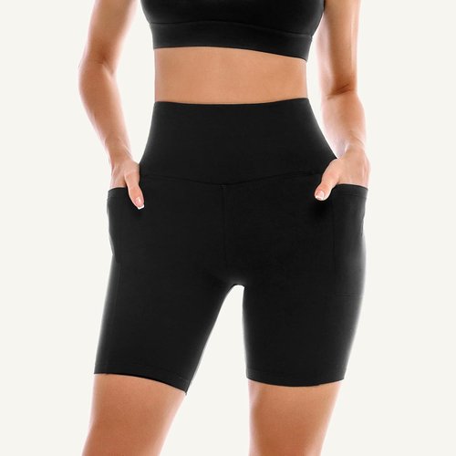 Leafigure 2 Pack Womens Biker Shorts with Pockets, High Waisted Yoga Shorts for Women Running Gym and Workout