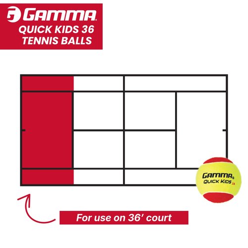 GAMMA Quick Kids 36 Training Tennis Balls for Kids & Beginners, Low-Compression Core Reduces Speed & Bounce, Great for Tennis Practice, USTA & ITF Approved for Use in 10 & Under Tournaments, Bag of 12