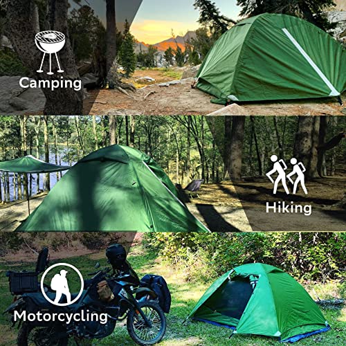 Green 4-Person Lightweight Backpacking Tent for Camping & Hiking