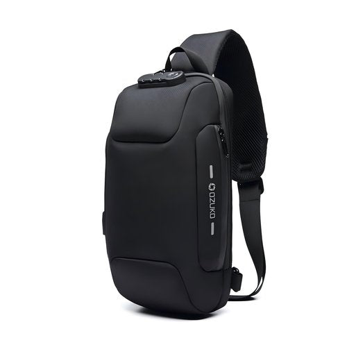 OZUKO Men Sling Backpack - Anti-Theft Crossbody Bag with USB Charging Port, Waterproof Lightweight Travel Hiking Commute Bag(Black)