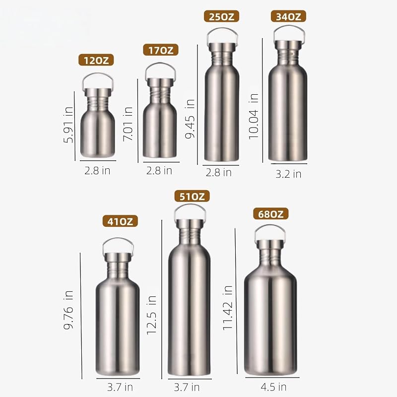 51 Ounces Stainless Steel Water Bottle - Single Wall Kettle Cup with Handle, Leak-Proof, Large Capacity