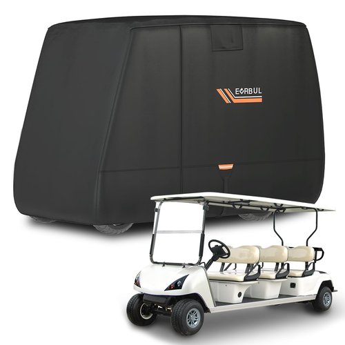 EVRBUL Golf Cart Cover, 420D Waterproof Golf Cart Covers with Three Zipper Doors Compatible with EZGO, Club Car 6/4+2 Passenger Golf Carts, Windproof Sunproof Dustproof Waterproof Golf Cart Cover