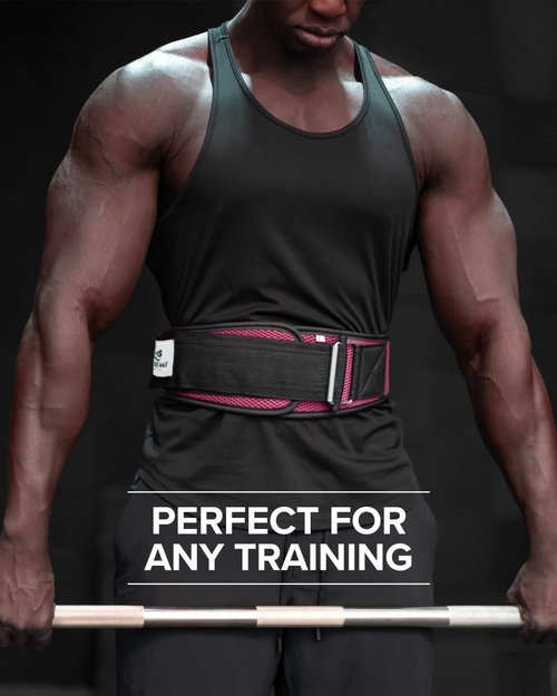 Impulse Max Sport Adjustable Weight Lifting Belt | Enhance Stability & Support for Powerlifting, Bodybuilding, and Fitness Workouts (Pink, Large)