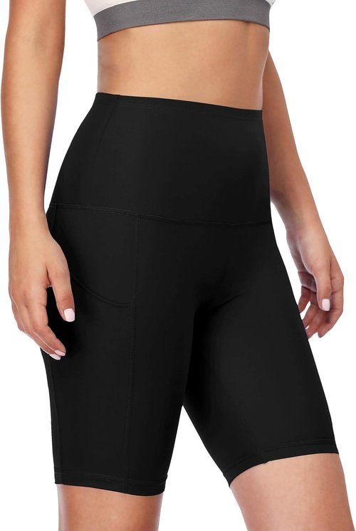 CADMUS Women's High Waist Yoga Shorts - Spandex Comfort with Two Side Pockets | Perfect for Biking & Running