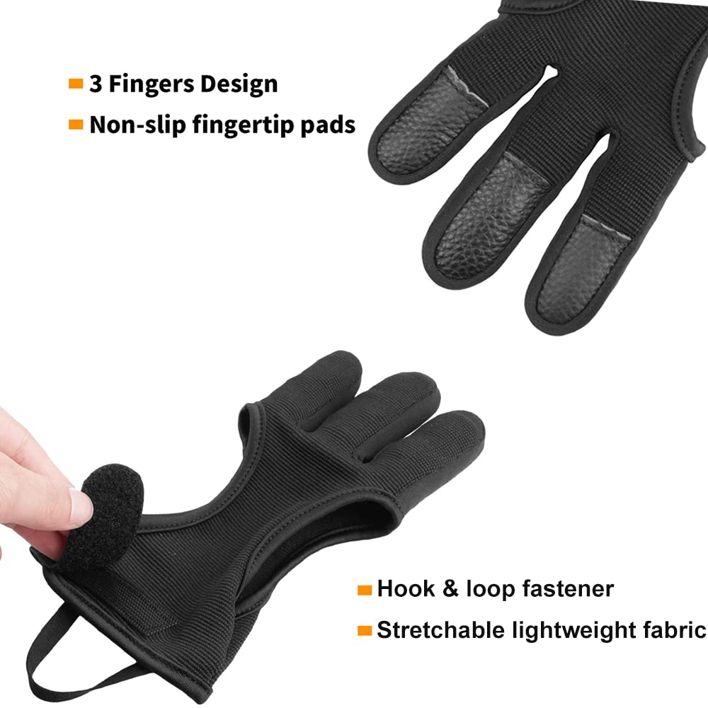 KRATARC Archery Lightweight Finger Tab Gloves & Arm Guard Adjustable Arm Protector for Hunting Target Shooting Accessory Recurve Bow Compound Bow (L)