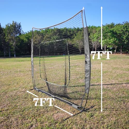 BLACK 7x7FT Baseball Net for Batting Hitting Pitching Training - Pop-up Frame