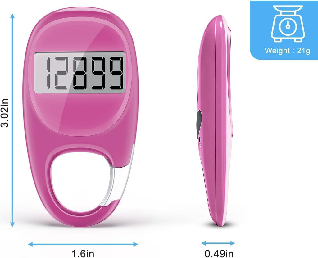 Skiennix Pedometer - Accurate Step Tracker with Carabiner | 3D Walking Counter for Men & Seniors