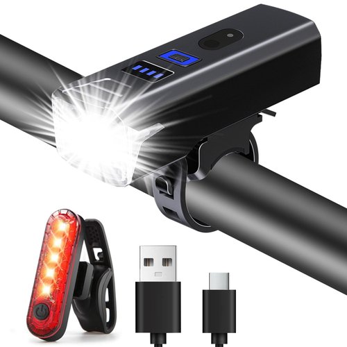 Chasinglee USB Rechargeable Bicycle Lights, Super Bright 1200 Lumens Front and Back LED Bike Lights IPX6 Waterproof Bicycle Wheel Lights Taillight Set for Night Riding, Road and Mountain