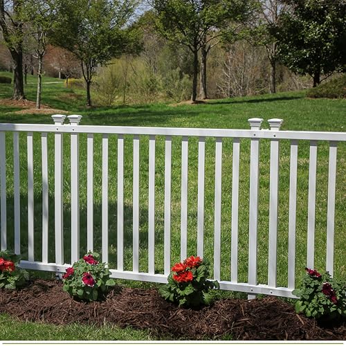 Zippity Baskenridge White Vinyl Picket Fence Panels 36in H x 42in W - No Dig DIY Kit (2 Pack)