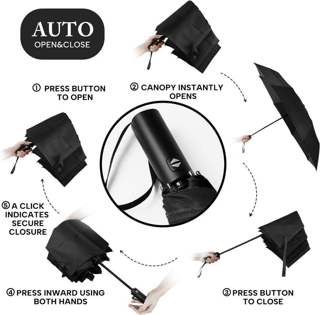 Skiennix Golf Umbrella - Oversized 54-Inch Double Layer Windproof Design | Compact & Automatic Open/Close