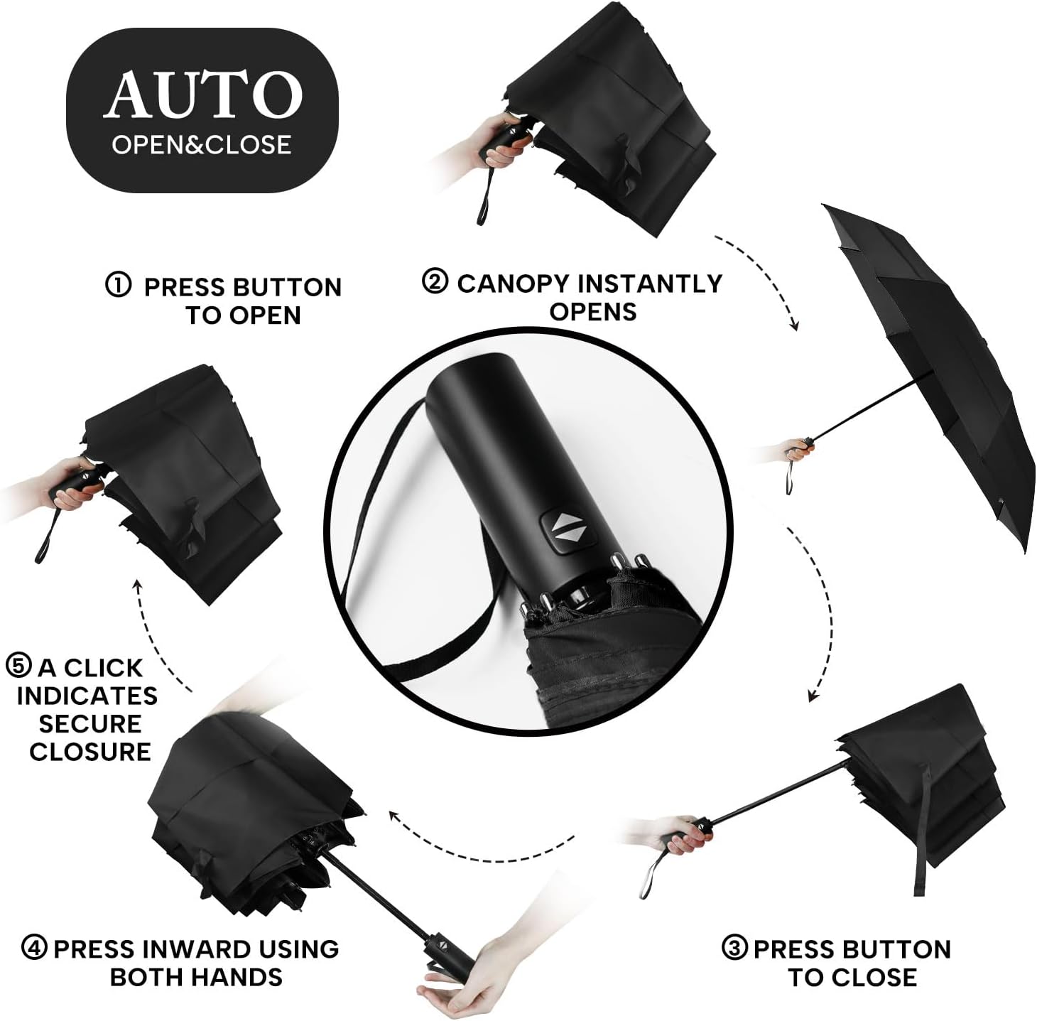 Skiennix Golf Umbrella - Oversized 54-Inch Double Layer Windproof Design | Compact & Automatic Open/Close