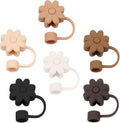 Skiennix Brown Series Silicone Straw Covers - Dust-Proof Toppers for Stanley Cups | 6PCS Flower Caps