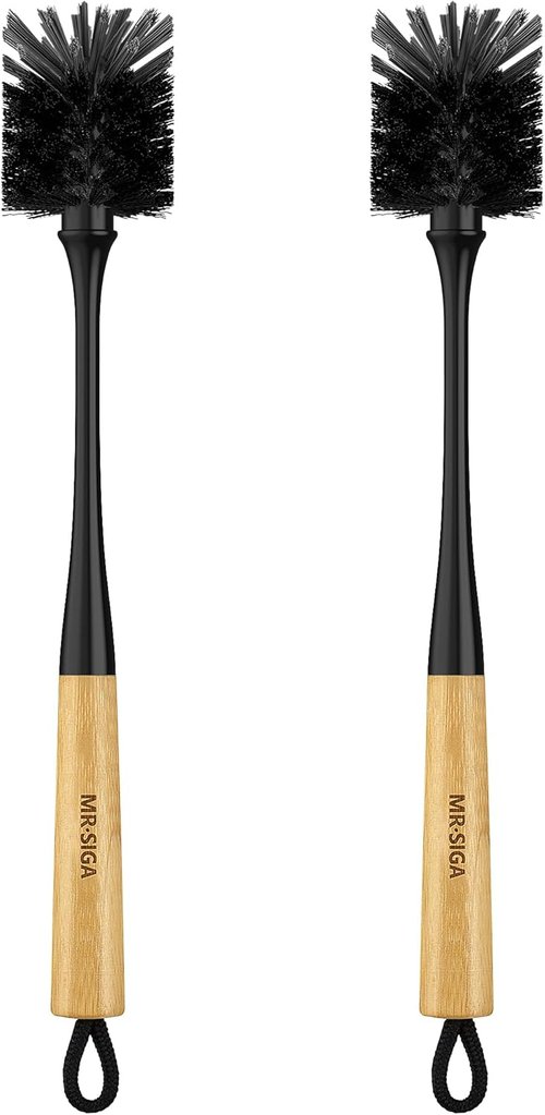 MR.SIGA Water Bottle Brush - Long Handle Cleaning Tool for Glasses & Baby Bottles | 2 Pack, Black