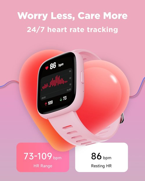 BIGGERFIVE Smart Watch for Kids, 1.8" Fitness Tracker Watch Pedometer, Heart Rate, IP68 Waterproof, Sleep Monitor, Calorie Step Counter, 5 Puzzle Games with/Without APP for Girls Teens 5-16