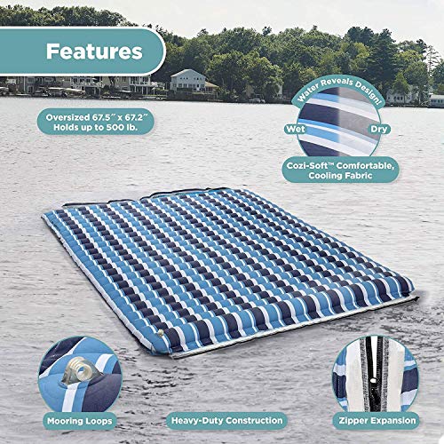 Aqua LEISURE Expandable 6’ x 6’ Water Float Mat – Heavy Duty Pool & Lake Lounger, Connectable Pool Island with Carry Strap, Multiple Colors