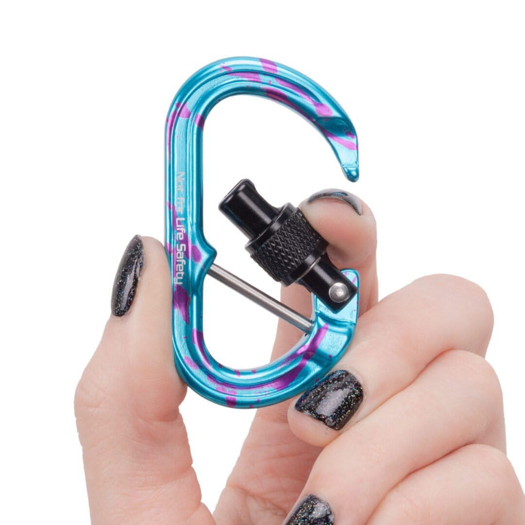 Omega Pacific Micro Raider Captive Aluminum Keylock Screw-Lok - Our Top Carabiner has Been Scaled Down to Create The Ultimate Accessory Connector (Blue Crush)