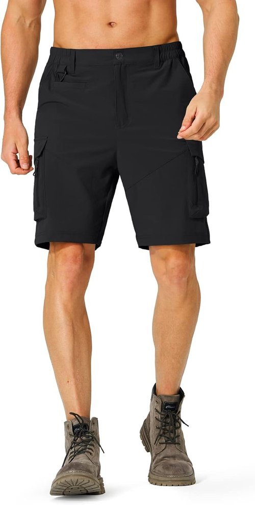 Hugut Men's Hiking Cargo Shorts - Quick Dry Lightweight Travel Shorts with Multi Pockets | Ideal for Fishing, Camping, Golf