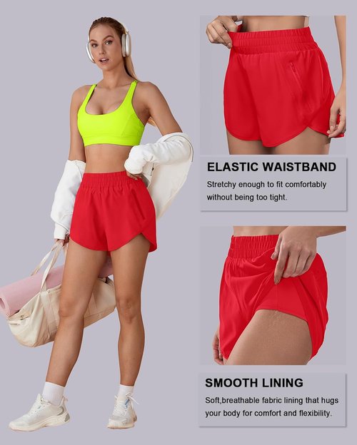 BMJL Women's Running Shorts - High Waisted Elastic Design with Pockets | 2.5" Quick Dry Athletic Shorts